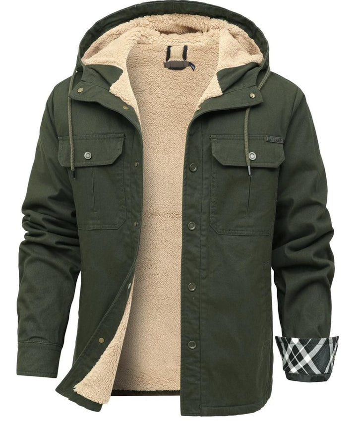 Men’s Sherpa-Lined Canvas Jacket | Hooded Winter Workwear | Heavyweight Outerwear Canada