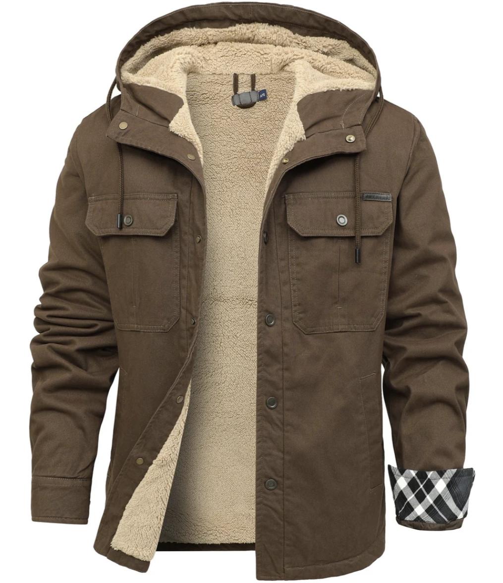 Men’s Sherpa-Lined Canvas Jacket | Hooded Winter Workwear | Heavyweight Outerwear Canada