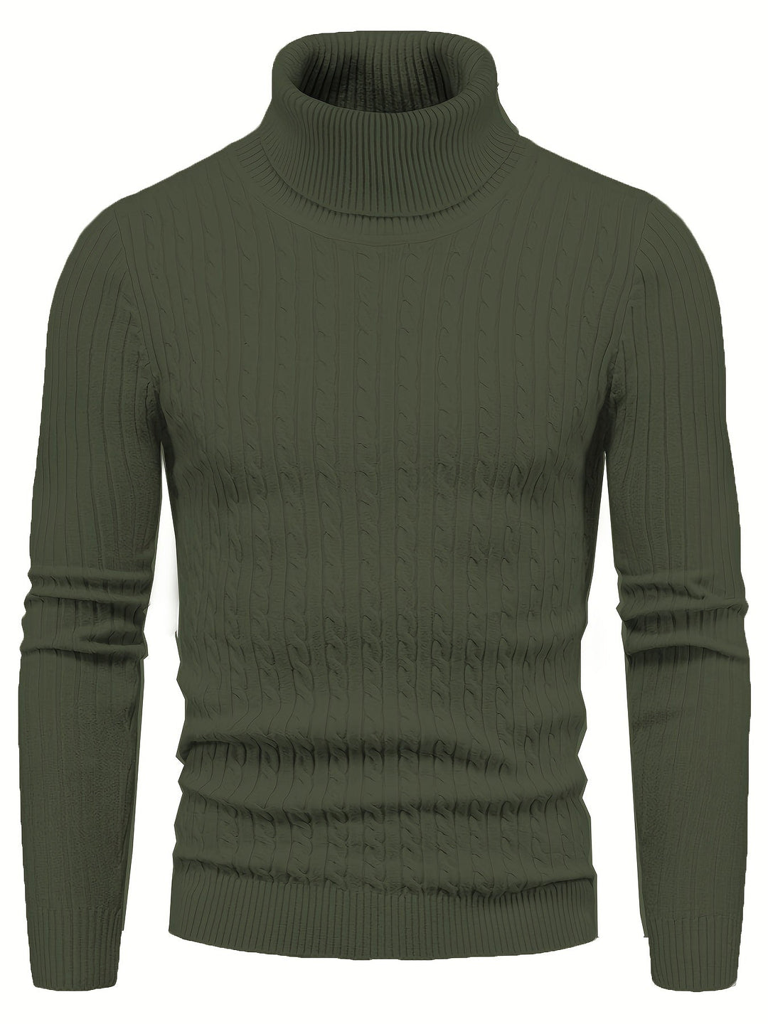 Men’s Cable Knit Turtleneck Sweater | Slim Fit Winter Pullover