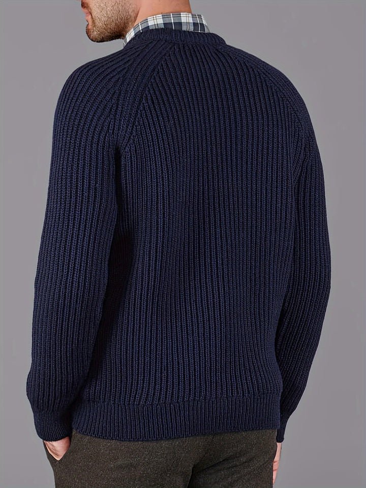 Men’s Fisherman Knit Pullover | Heavyweight Cotton Blend | Relaxed Fit Crewneck