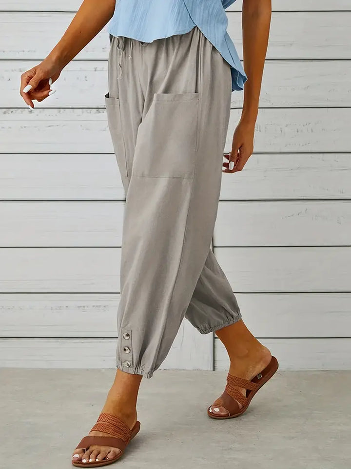 Women's Cropped Jogger Pants | Lightweight Elastic Waist | Casual Summer Lounge Pants