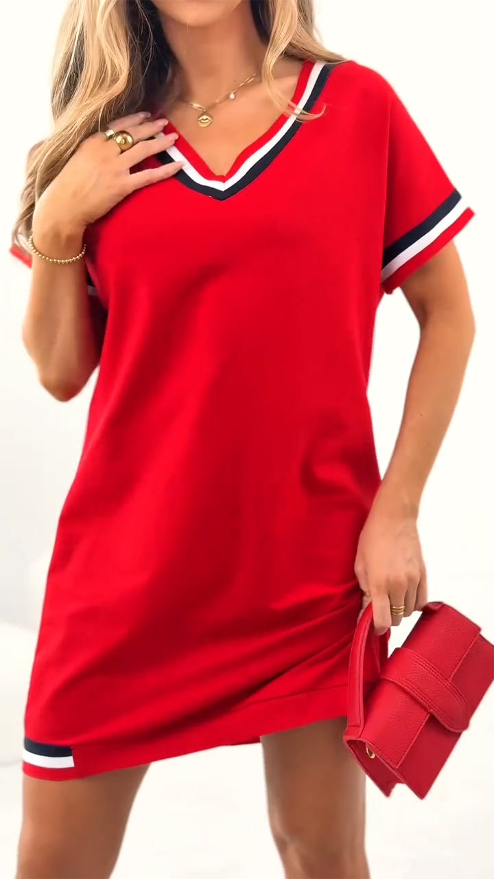 Daelora - Casual Summer Dress with Contrast Trims