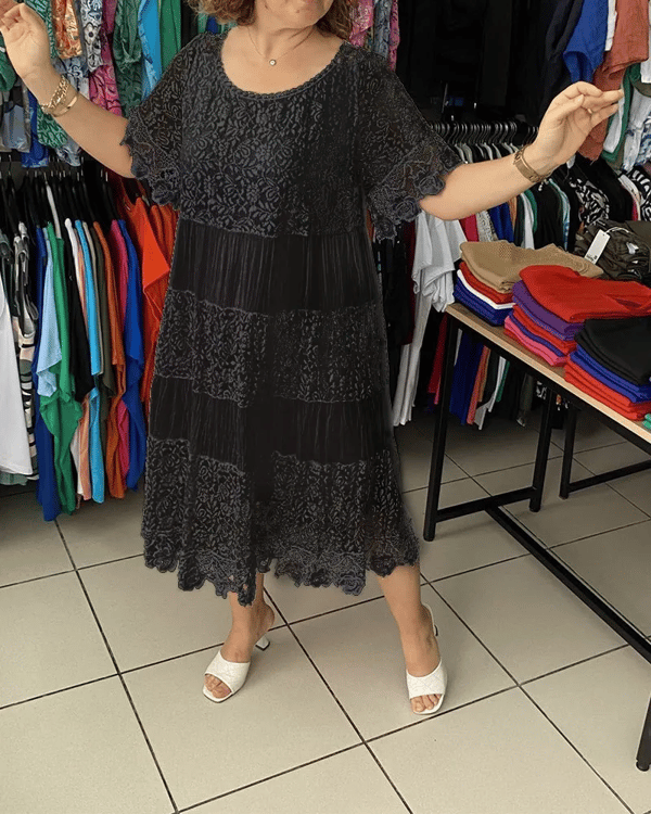 Gwenira - Elegant Plain Lace Dress - Subtle Refinement for All Occasions