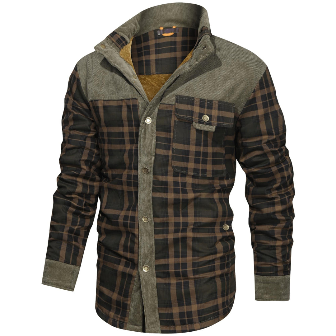 Men’s Plaid Overshirt | Contrast Yoke Shirt Jacket | Brushed Casual Layer