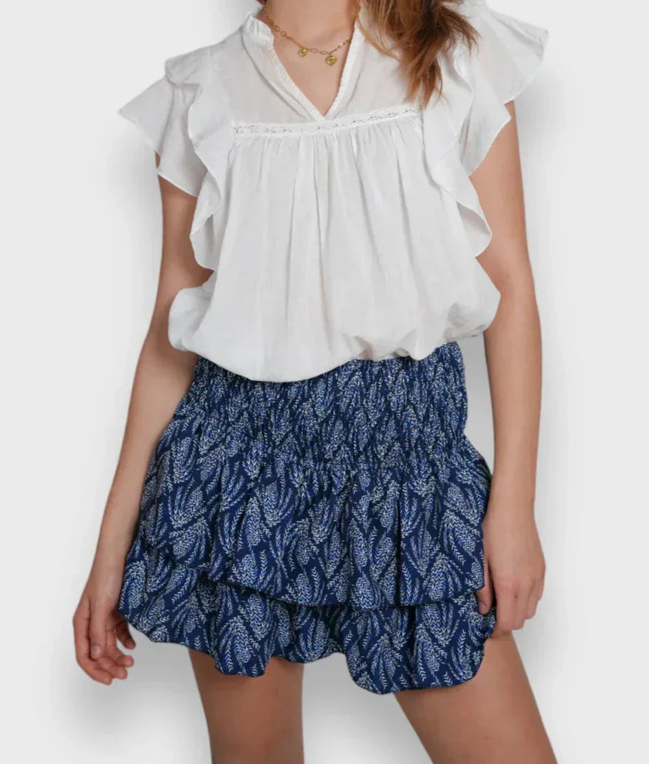 Smocked Mini Skirt | Ruffle Hem | Lightweight Boho Print