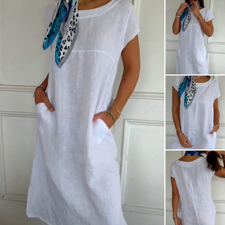 Jurelia - Round Neck Linen Dress
