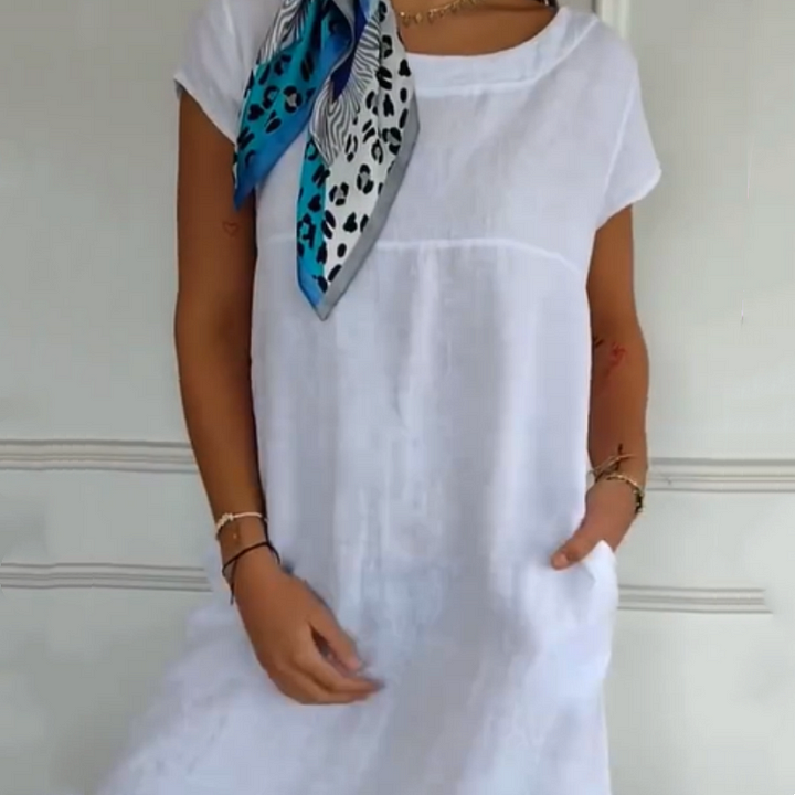 Jurelia - Round Neck Linen Dress