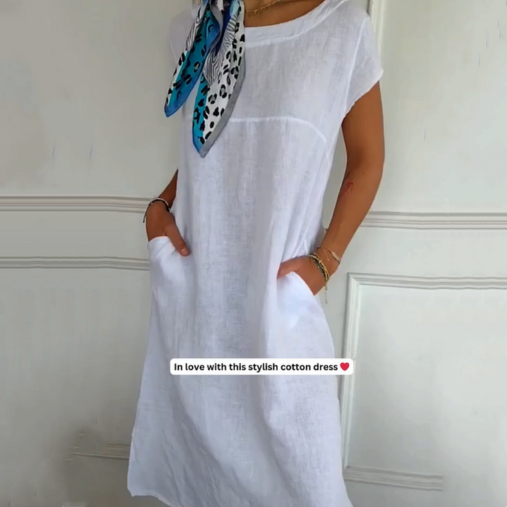Jurelia - Round Neck Linen Dress