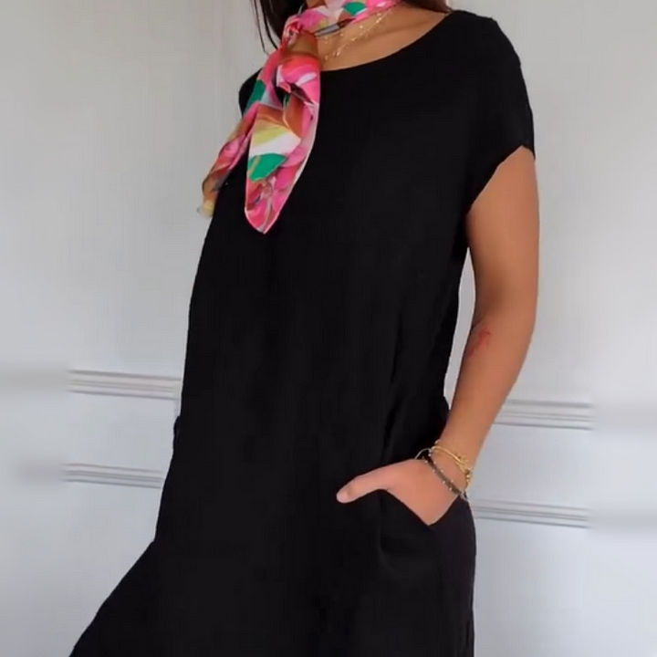 Jurelia - Round Neck Linen Dress