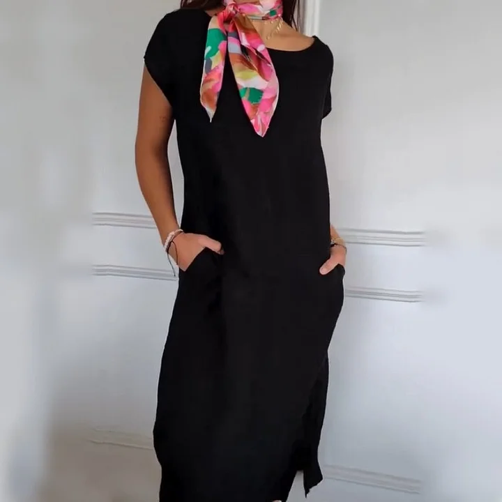 Jurelia - Round Neck Linen Dress