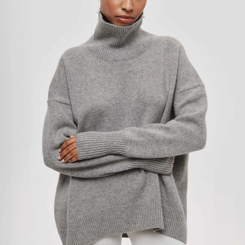 Micheline - Chic Sweater with Ribbed Pockets for Women