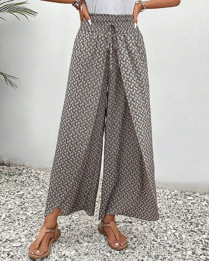 Wide Leg Printed Pants | Elastic Waist | Lightweight Flow