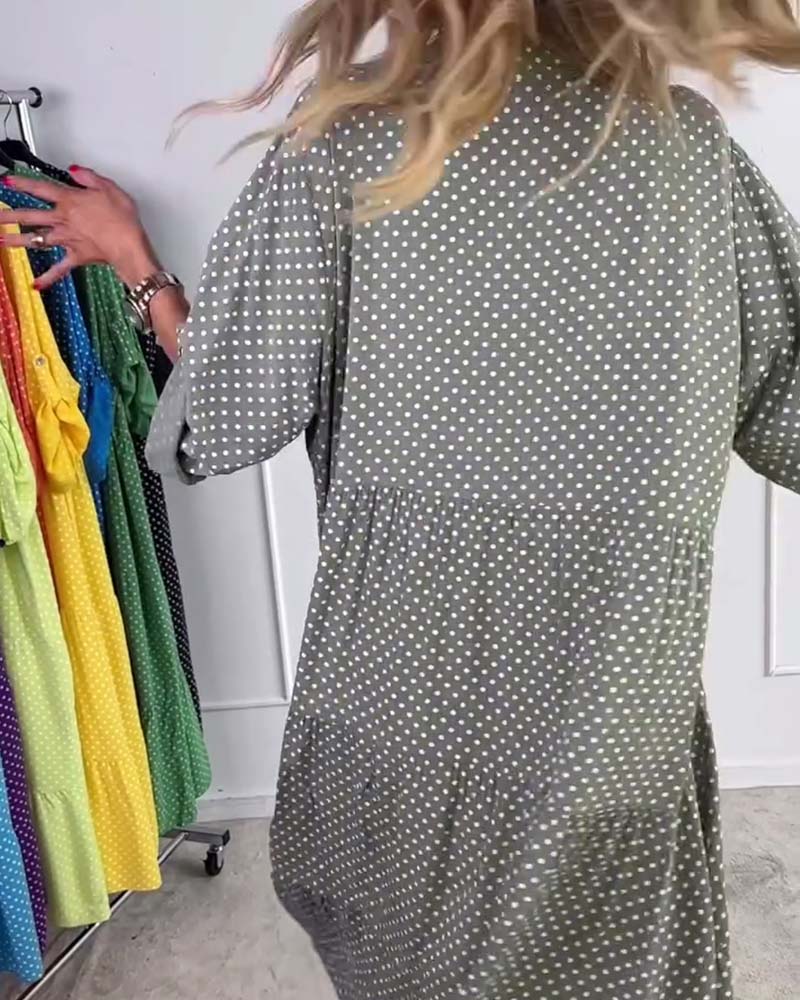 Miralyn - Straight polka dot mid-sleeve dress