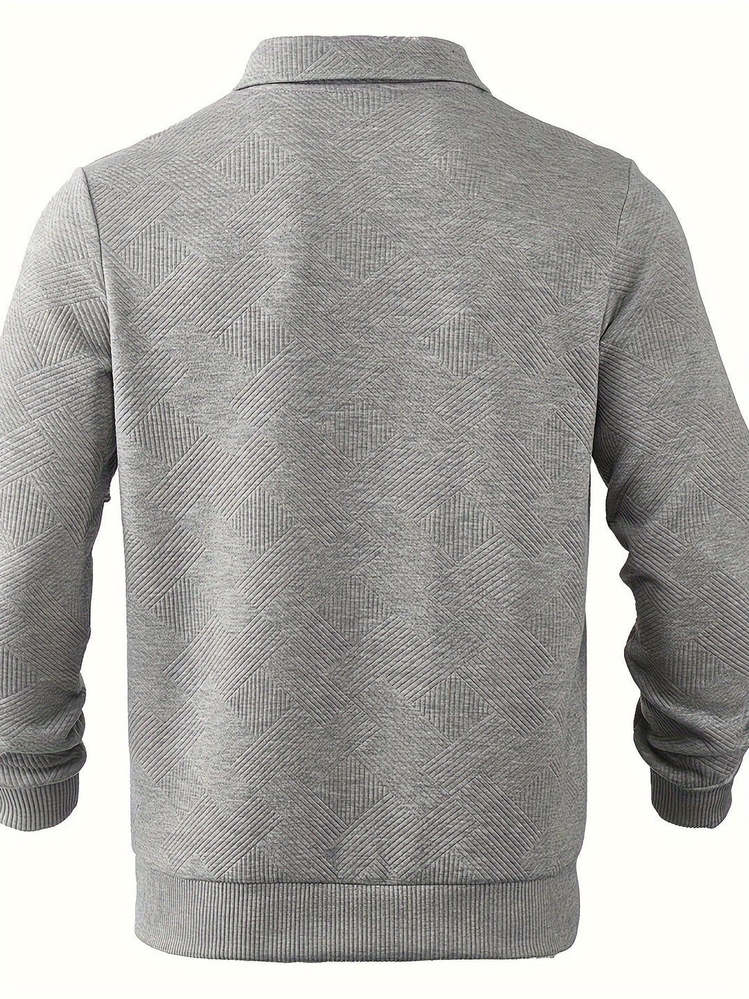 Men’s Quarter-Zip Jacquard Sweater | Textured Pullover with Collar