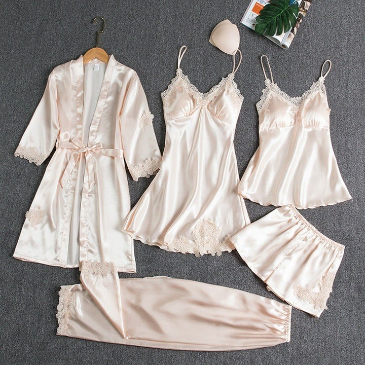 Noga - 5-Piece Silk Night Wear Set