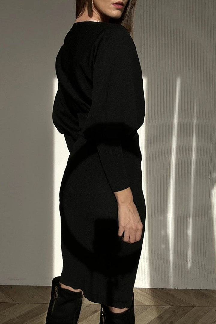 Norelle - Women's patchwork dress with long sleeves and round neck