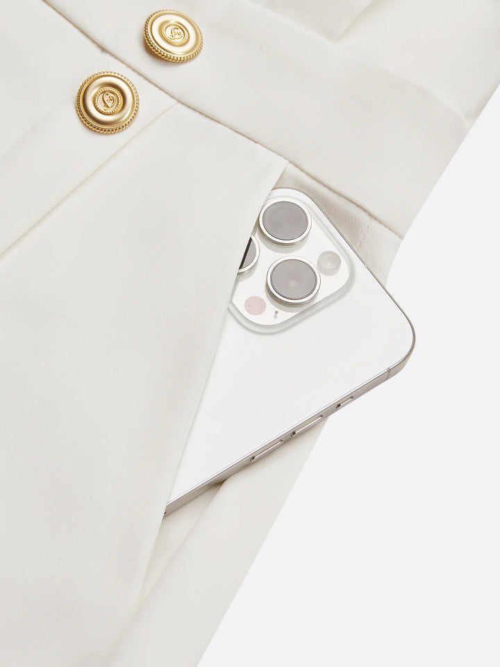 Floralia - Plain midi dress with button slit and round neckline