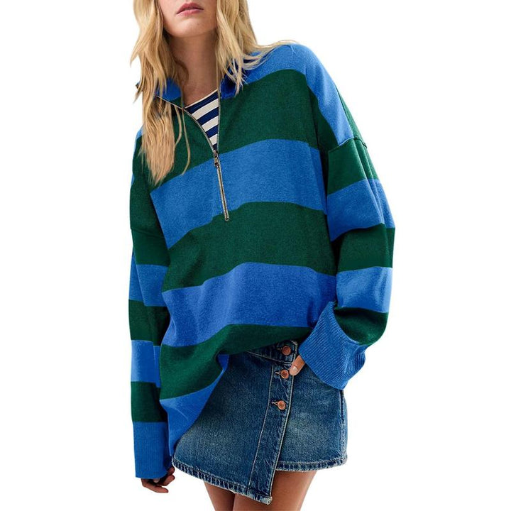 AUTUMN™- Stylish Oversized Turtleneck Sweater with Half Zipper Detail