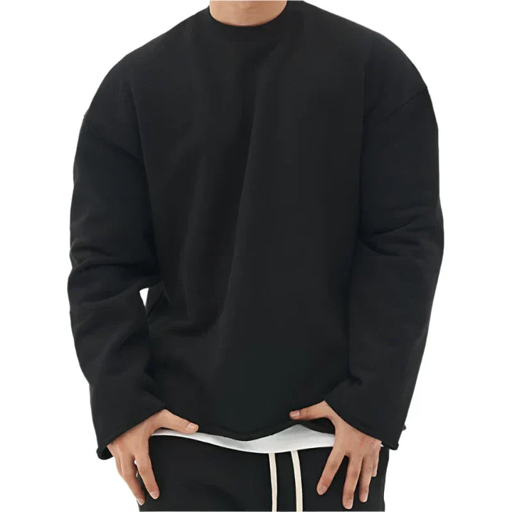 Sweat-shirt oversize à col rond | Coton épais et épaules tombantes