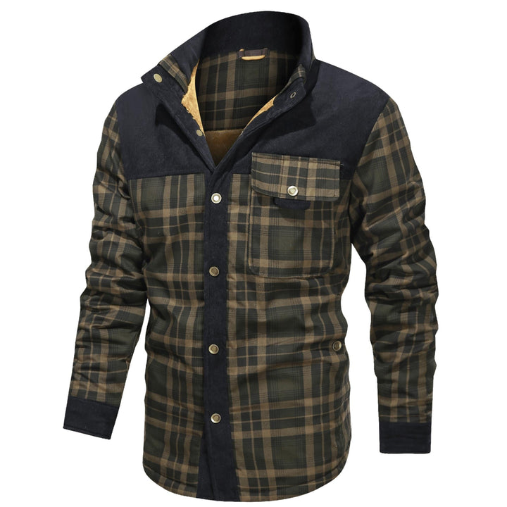 Men’s Plaid Overshirt | Contrast Yoke Shirt Jacket | Brushed Casual Layer