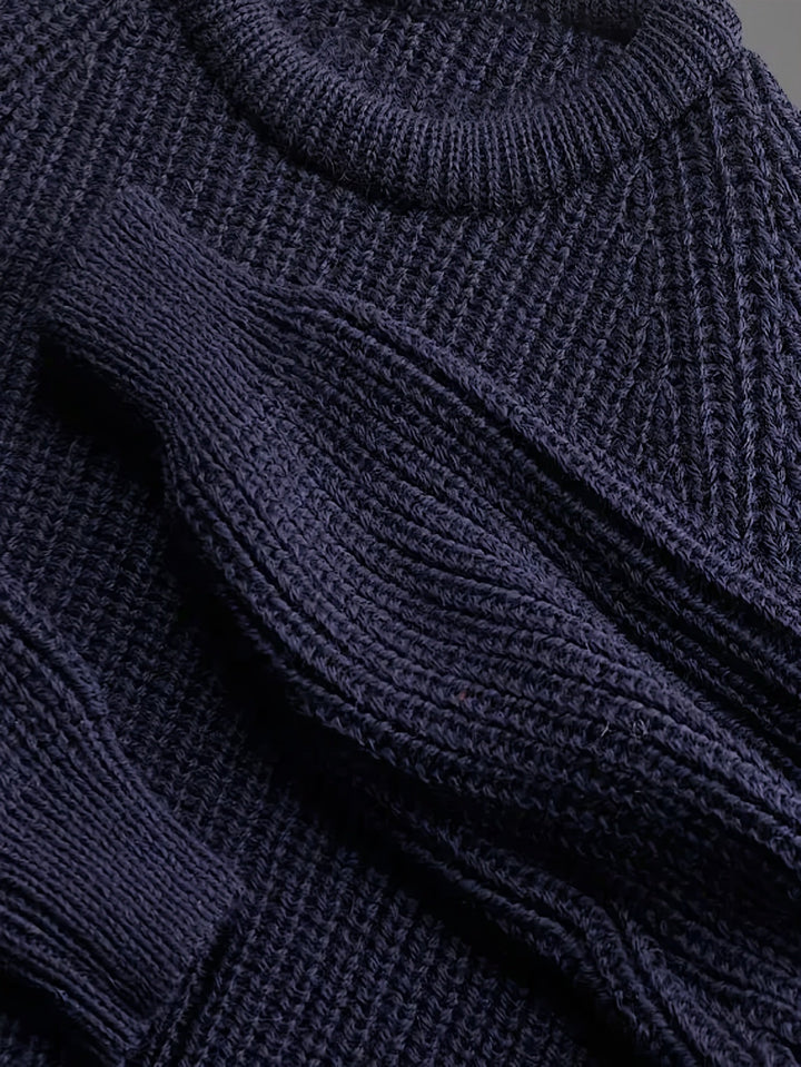 Men’s Fisherman Knit Pullover | Heavyweight Cotton Blend | Relaxed Fit Crewneck