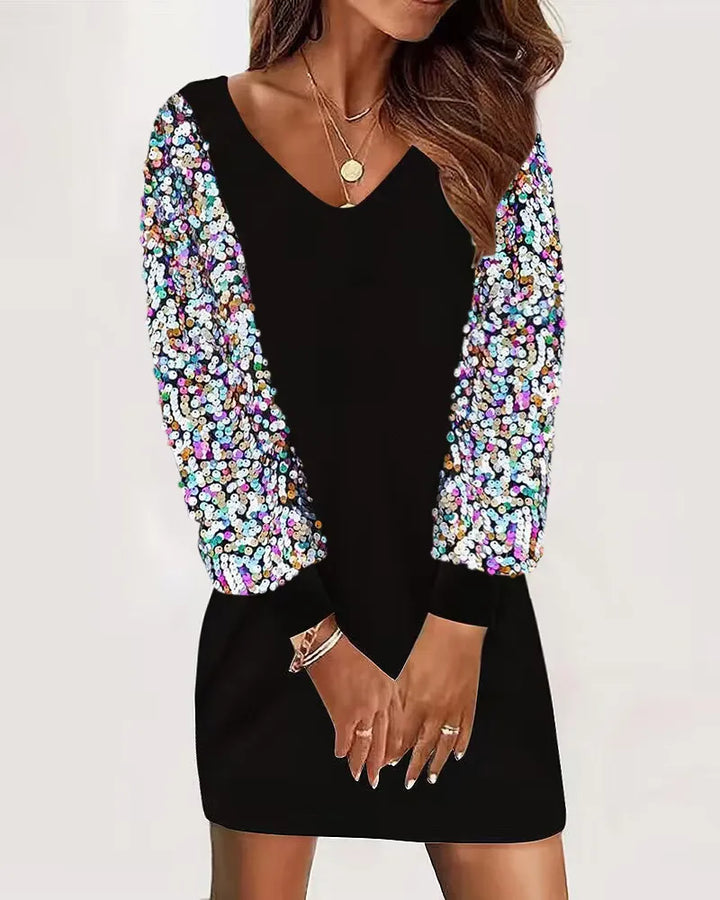 Doravine - Artistic V-Neck Dress - Casual Elegance and Modern Touch