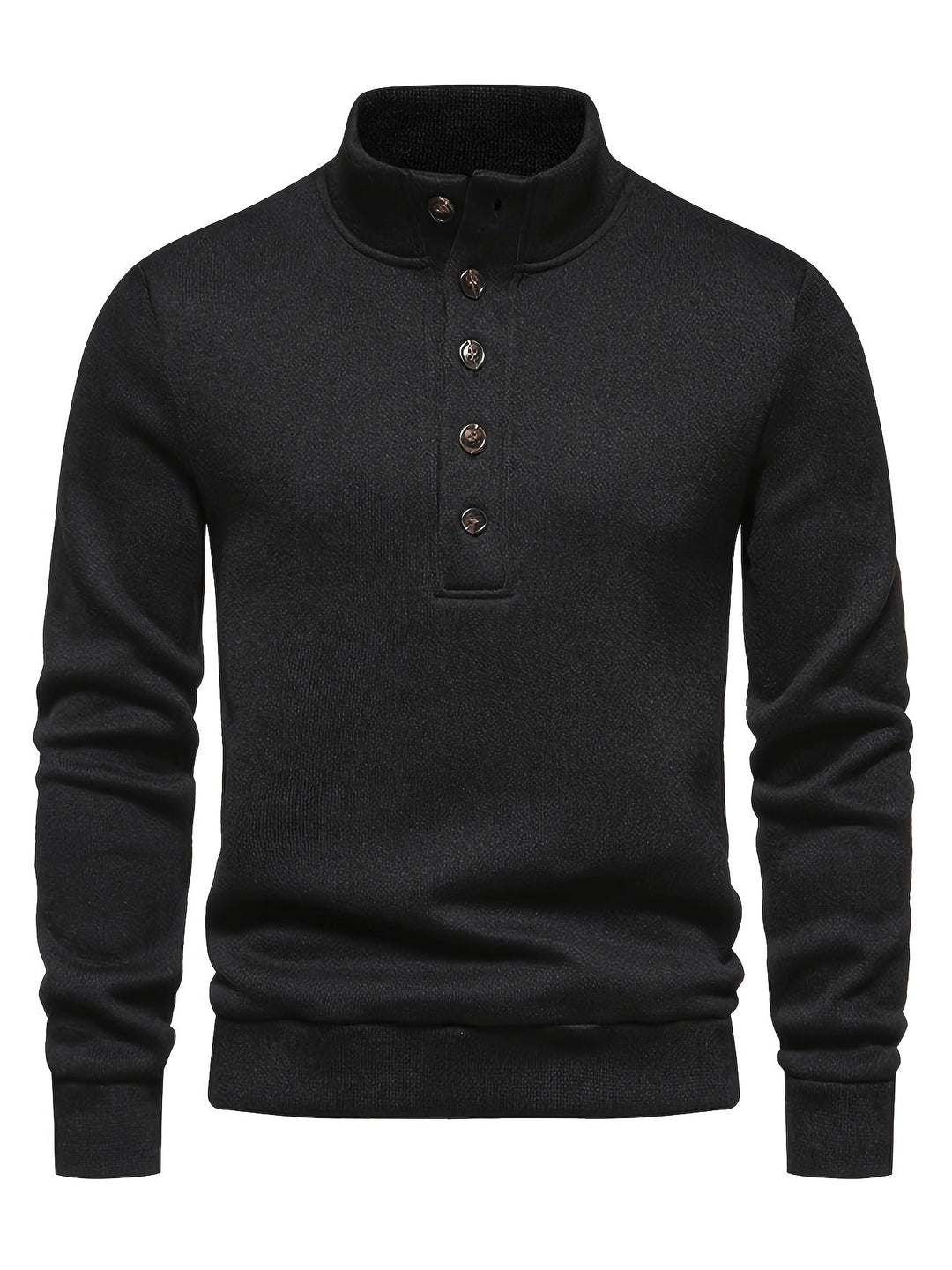 Men’s Button Mock Neck Sweater | Textured Knit Pullover | Cold Weather Casual Essential