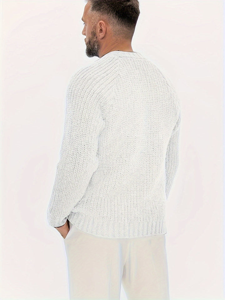 Men’s Chunky Ribbed Knit Sweater | Relaxed Crewneck | Cold-Weather Essential