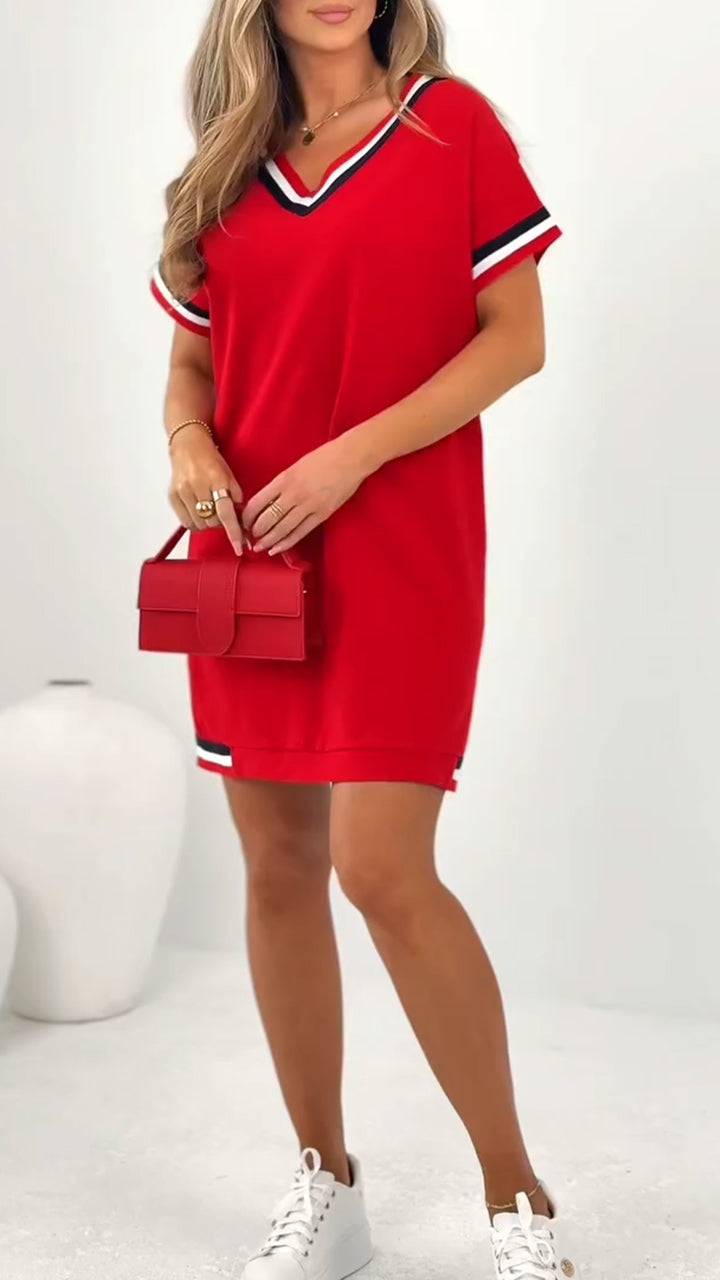 Daelora - Casual Summer Dress with Contrast Trims