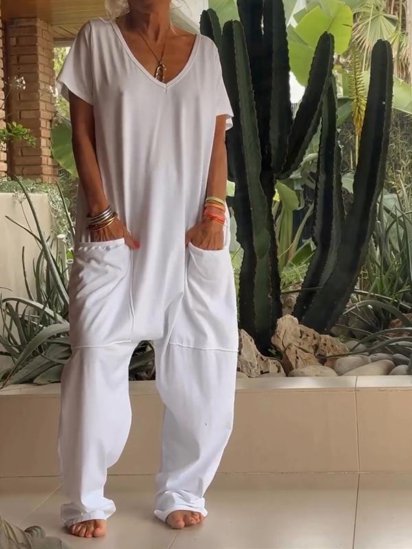 Zaria - Elegant V-Neck Jumpsuit: A Simple, Sophisticated and Versatile Style