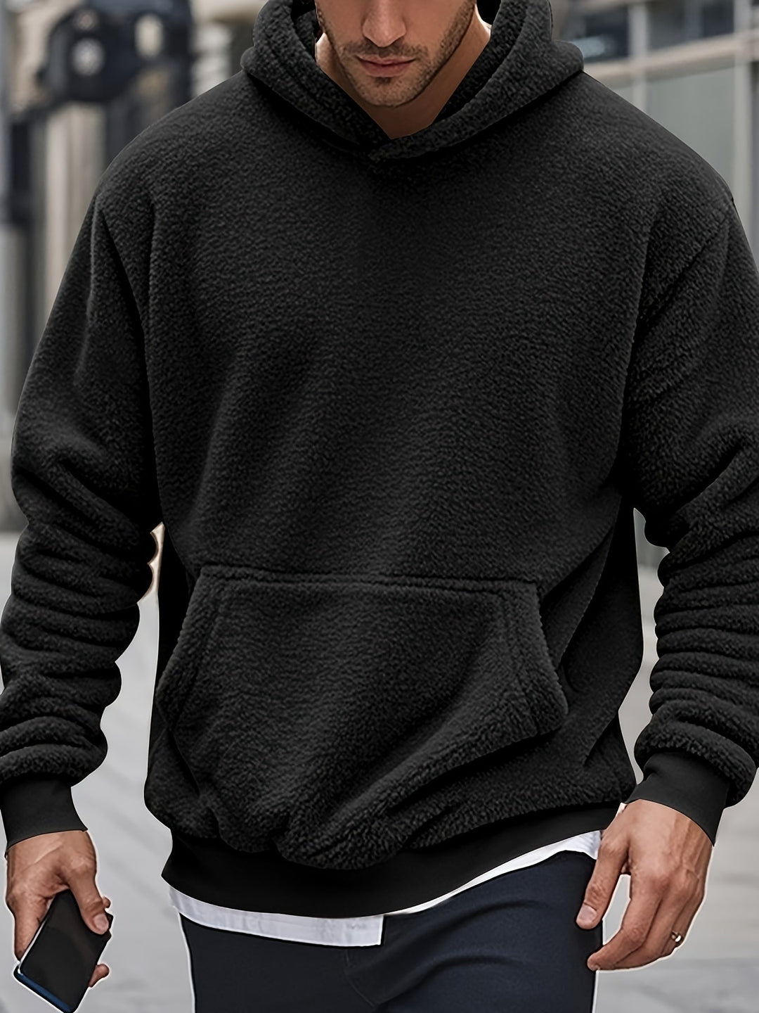 Men's Sherpa Fleece Hoodie | Plush Pullover | Warm Winter Loungewear