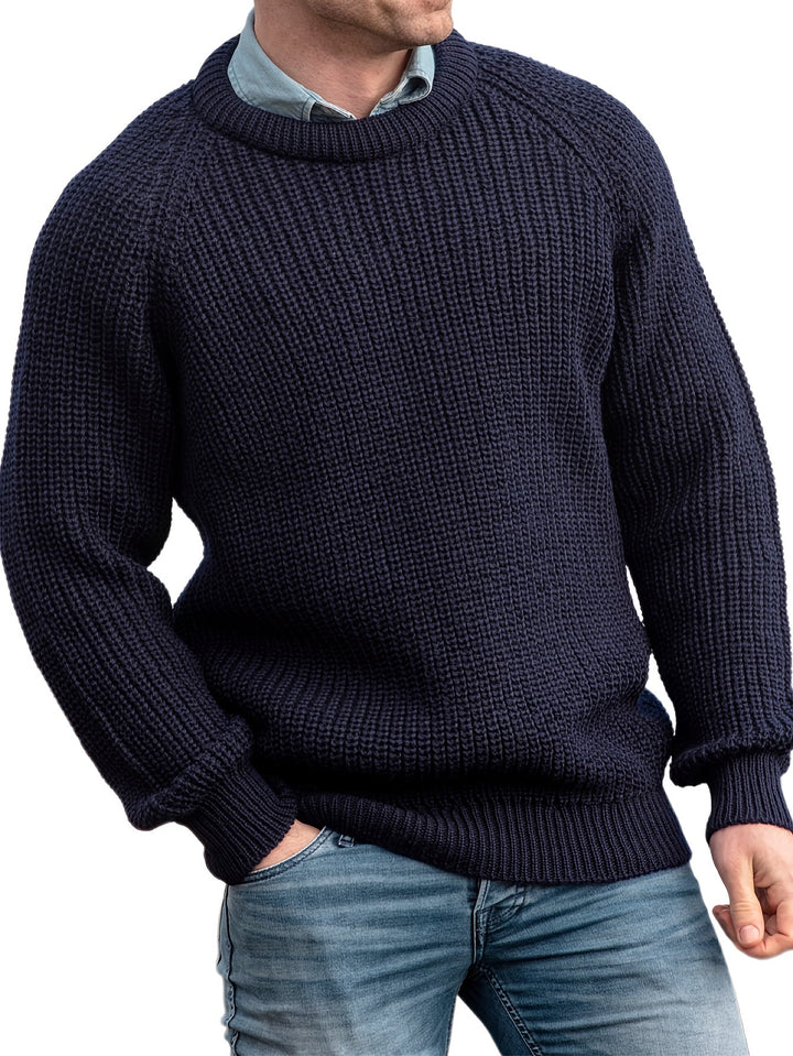 Men’s Fisherman Knit Pullover | Heavyweight Cotton Blend | Relaxed Fit Crewneck