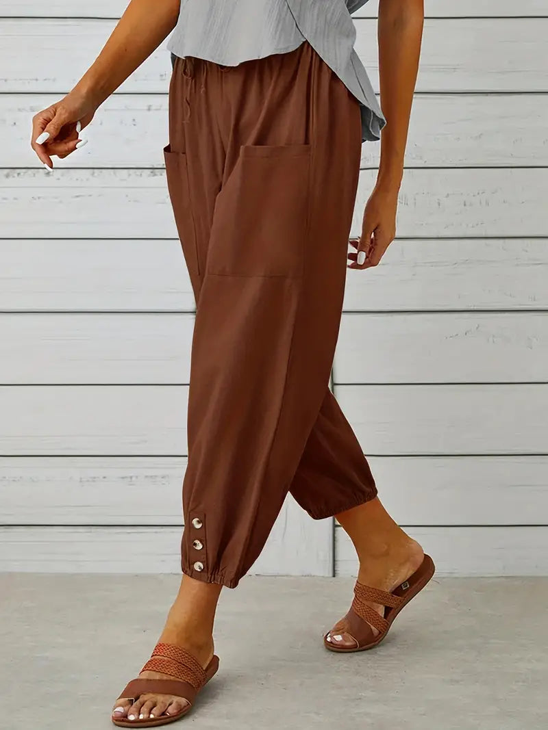 Women's Cropped Jogger Pants | Lightweight Elastic Waist | Casual Summer Lounge Pants