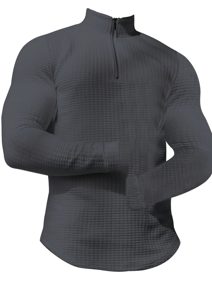 Men’s Athletic Half-Zip Pullover | Lightweight Stretch Waffle Knit | Slim Fit Training Top