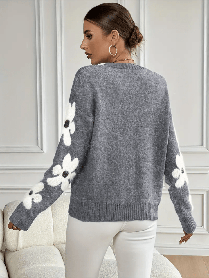 Nolira - Pull en maille douce à imprimé floral élégant 