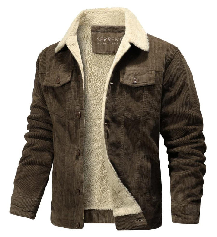 Men’s Sherpa-Lined Corduroy Jacket | Warm Fall Outerwear | Button-Up Trucker Style
