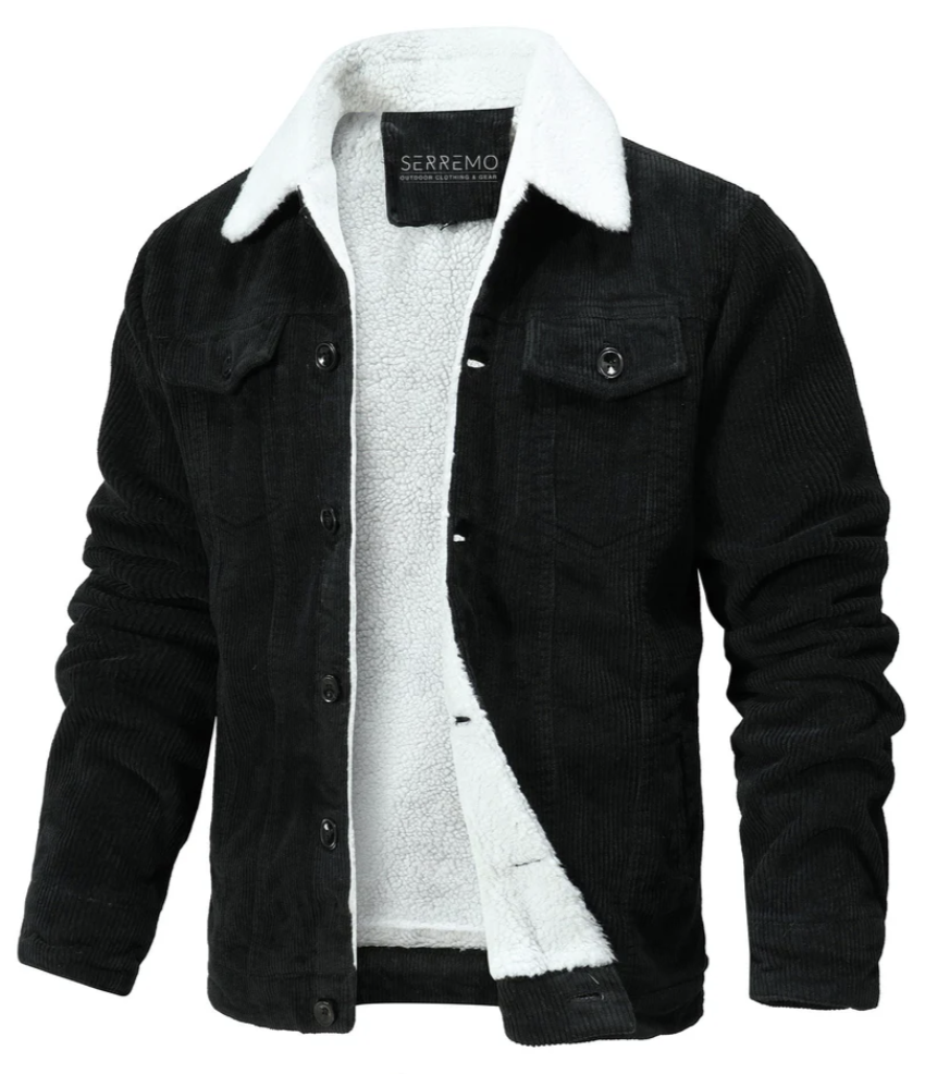 Men’s Sherpa-Lined Corduroy Jacket | Warm Fall Outerwear | Button-Up Trucker Style