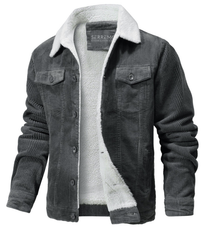 Men’s Sherpa-Lined Corduroy Jacket | Warm Fall Outerwear | Button-Up Trucker Style