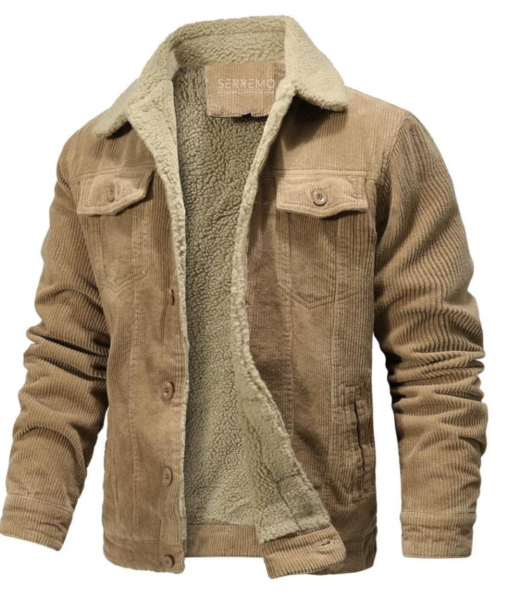 Men’s Sherpa-Lined Corduroy Jacket | Warm Fall Outerwear | Button-Up Trucker Style