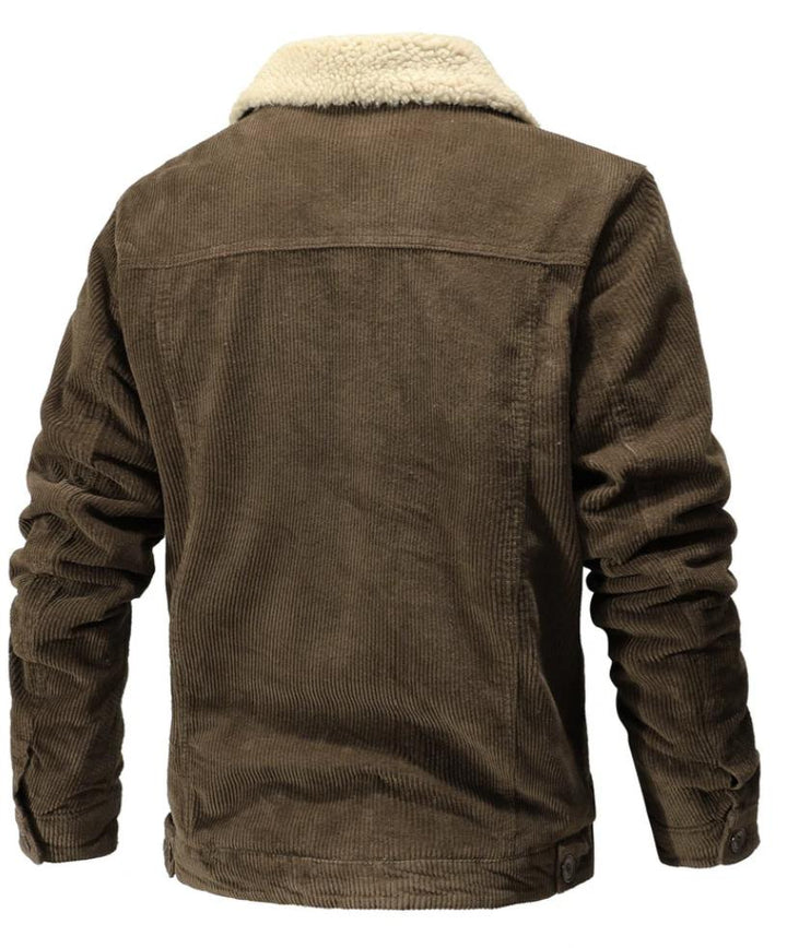 Men’s Sherpa-Lined Corduroy Jacket | Warm Fall Outerwear | Button-Up Trucker Style