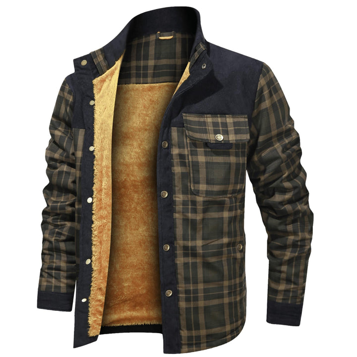 Men’s Plaid Overshirt | Contrast Yoke Shirt Jacket | Brushed Casual Layer