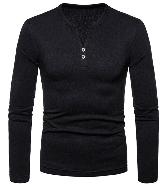 Men's Henley Shirt | Long Sleeve | Slim Fit Cotton Blend