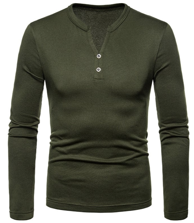 Men's Henley Shirt | Long Sleeve | Slim Fit Cotton Blend