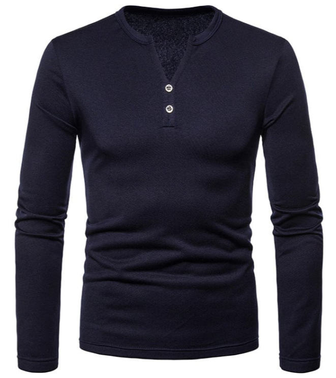 Men's Henley Shirt | Long Sleeve | Slim Fit Cotton Blend