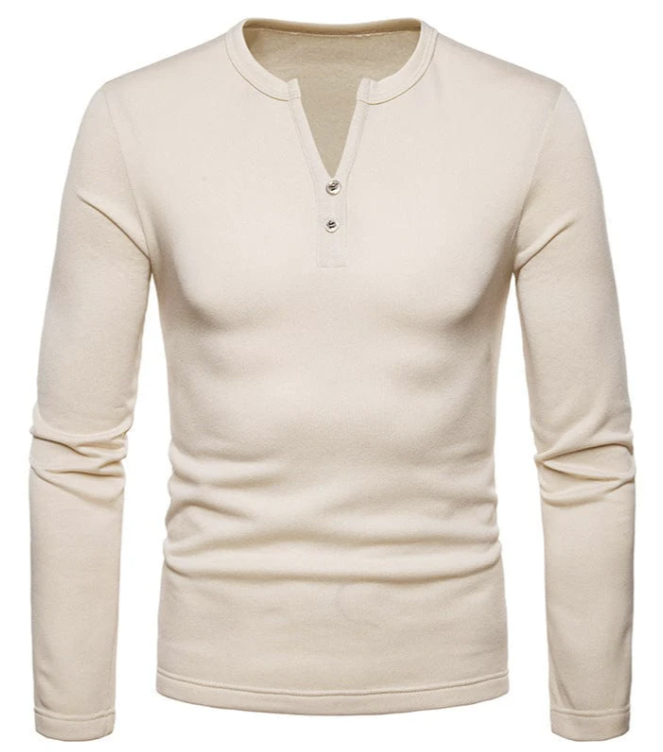 Men's Henley Shirt | Long Sleeve | Slim Fit Cotton Blend