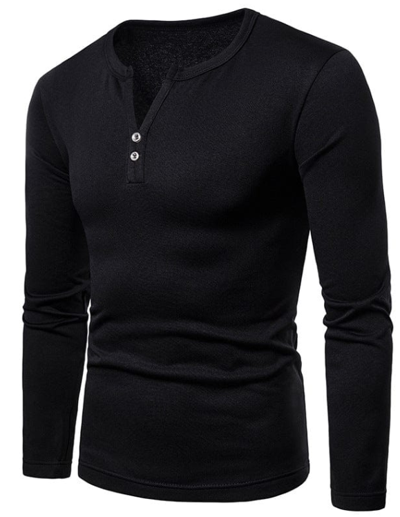 Men's Henley Shirt | Long Sleeve | Slim Fit Cotton Blend