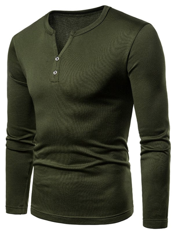 Men's Henley Shirt | Long Sleeve | Slim Fit Cotton Blend