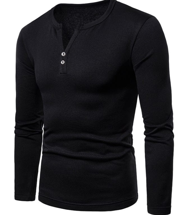 Men's Henley Shirt | Long Sleeve | Slim Fit Cotton Blend