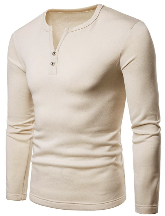 Men's Henley Shirt | Long Sleeve | Slim Fit Cotton Blend