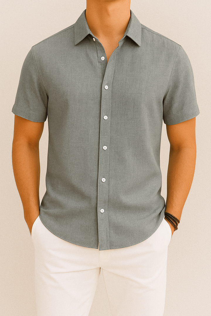 Men's Button-Up Knit Shirt | Casual Short Sleeve | Textured Summer Essential